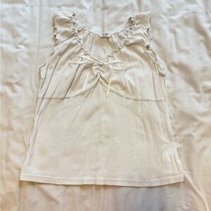 Brandy Melville White Ruffle Tie-Front Camisole
